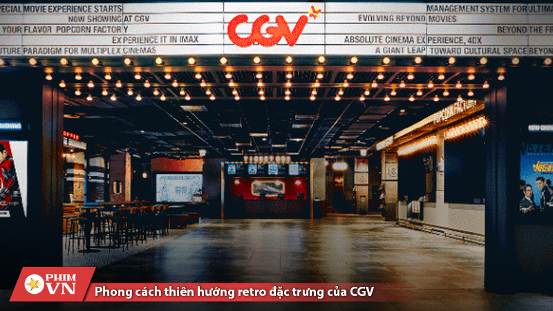 Không gian bên trong có phong cách thiên hướng retro đặc trưng của hệ thống CGV 