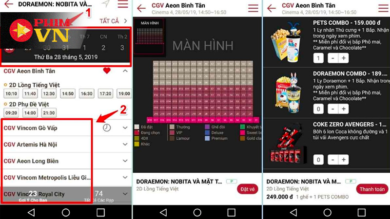 Đặt vé qua App CGV (iOS & Android)