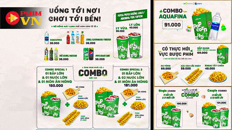 Dịch vụ đi kèm: đồ ăn, thức uống, tiện ích