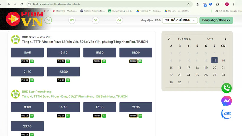 Đặt vé qua website chính thức