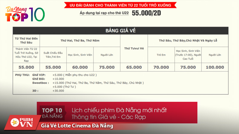 giá vé Lotte Cinema