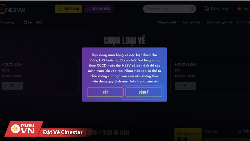 đặt vé cinestar